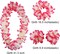 Hawaiian Leis Set,Hawaiian Luau Flower Leis Necklace Headband Bracelets Set,Essential Party Decorations